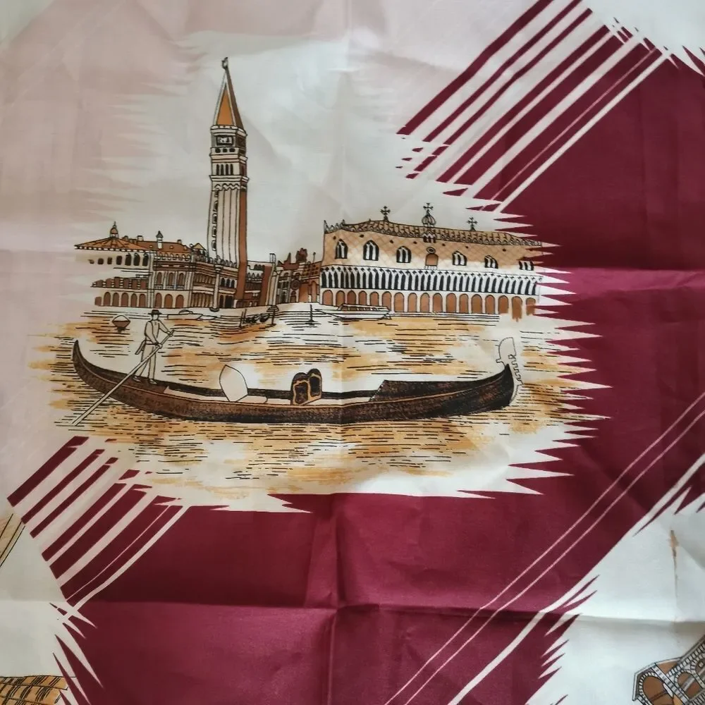 Vintage Venezia Italian Polyester Scarf.